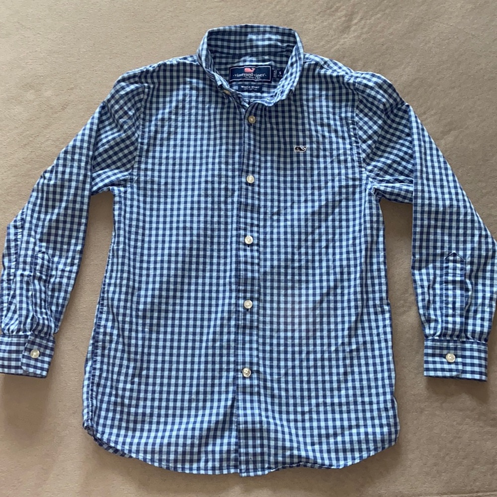 Blue Vineyard Vines Long Sleeve Collared Button-Up